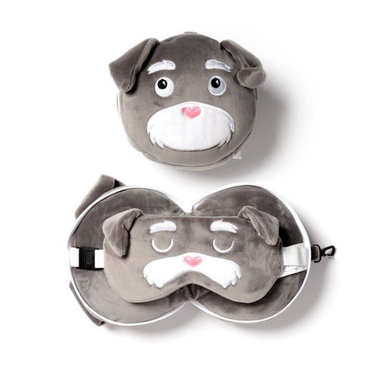 Relaxeazzz Travel Pillow & Eye Mask - Dog Squad