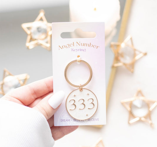 333 Angel Number Keyring