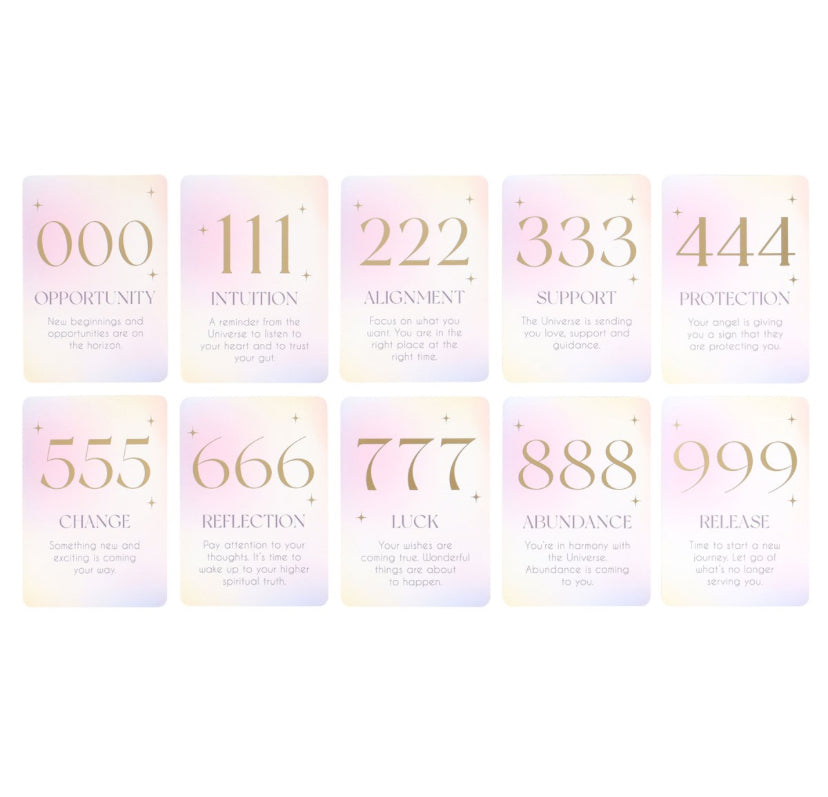 Angel Number Affirmation Cards with Wooden Stand