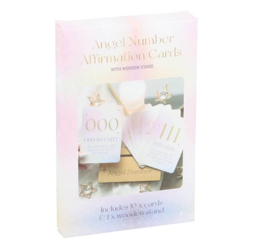 Angel Number Affirmation Cards with Wooden Stand