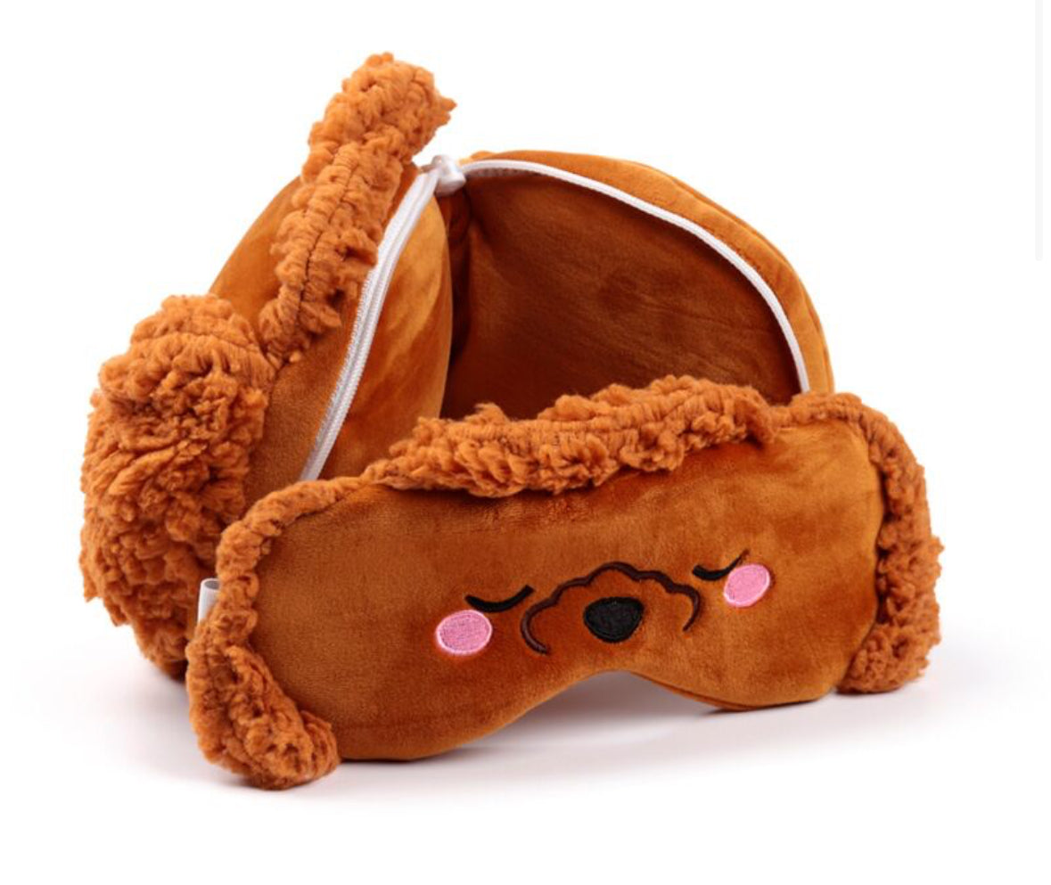 Relaxeazzz Travel Pillow & Eye Mask - Gigi the Toy Poodle