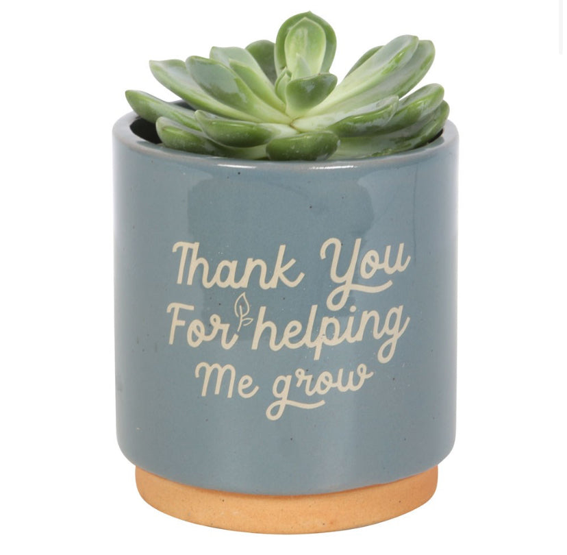 Blue Thank You For Helping Me Grow Plant Pot