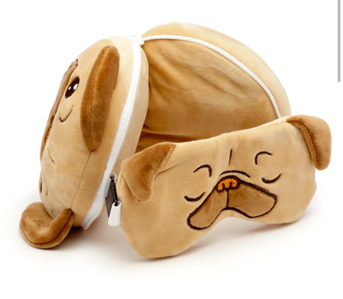 Relaxeazzz Travel Pillow & Eye Mask - Mopps Pug