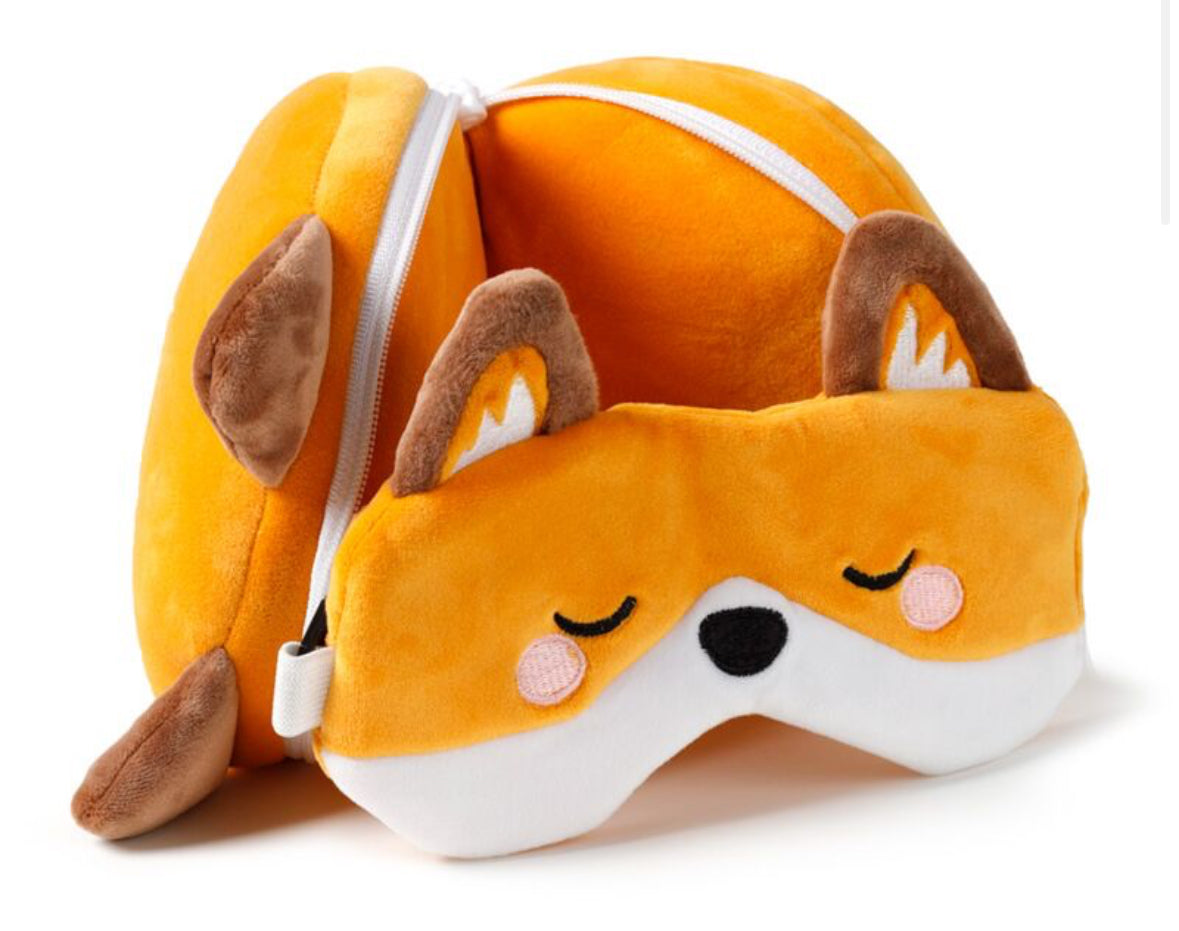 Relaxeazzz Travel Pillow & Eye Mask - Adoramals Finnick the Fox