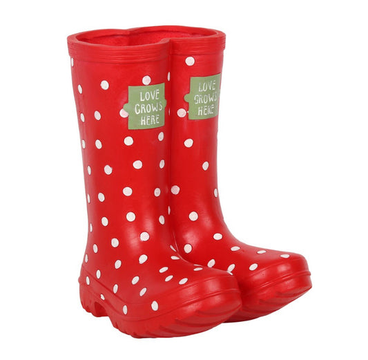 Red Welly Boot Planter