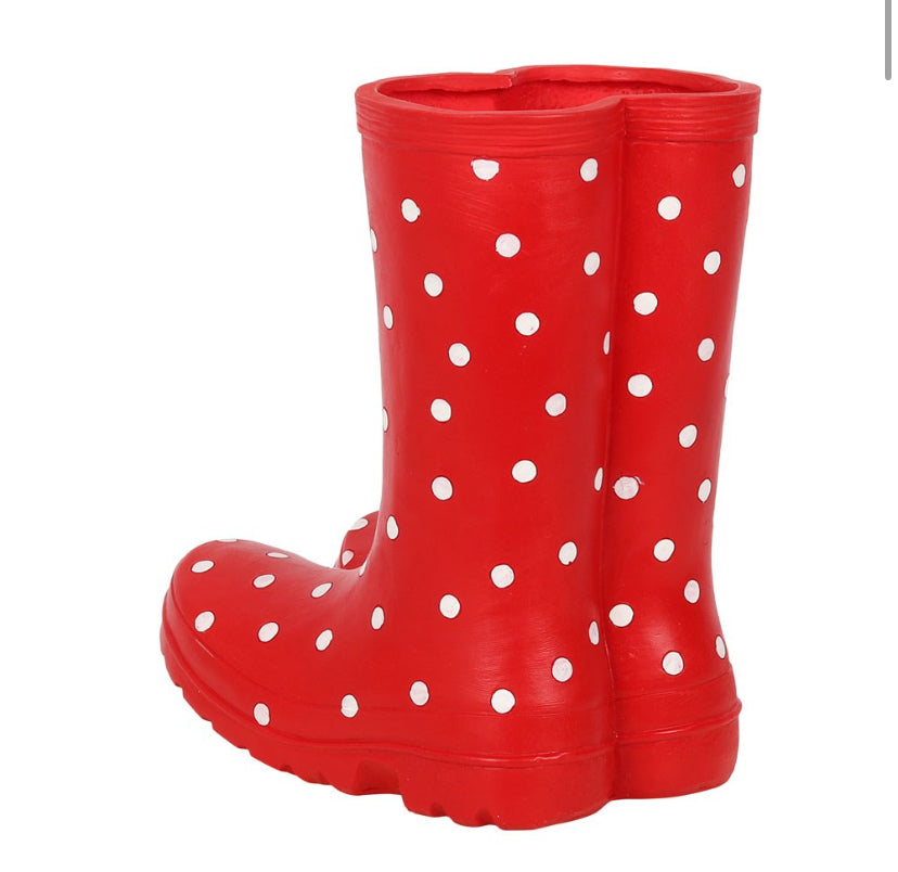 Red Welly Boot Planter