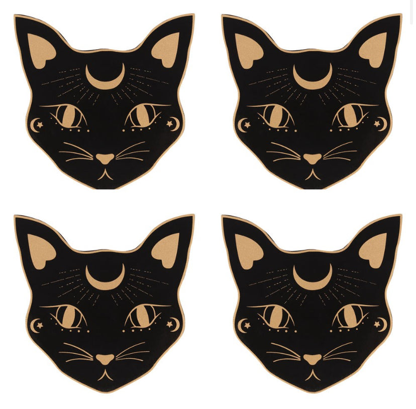 Mystic Mog Cat Face Coaster Set