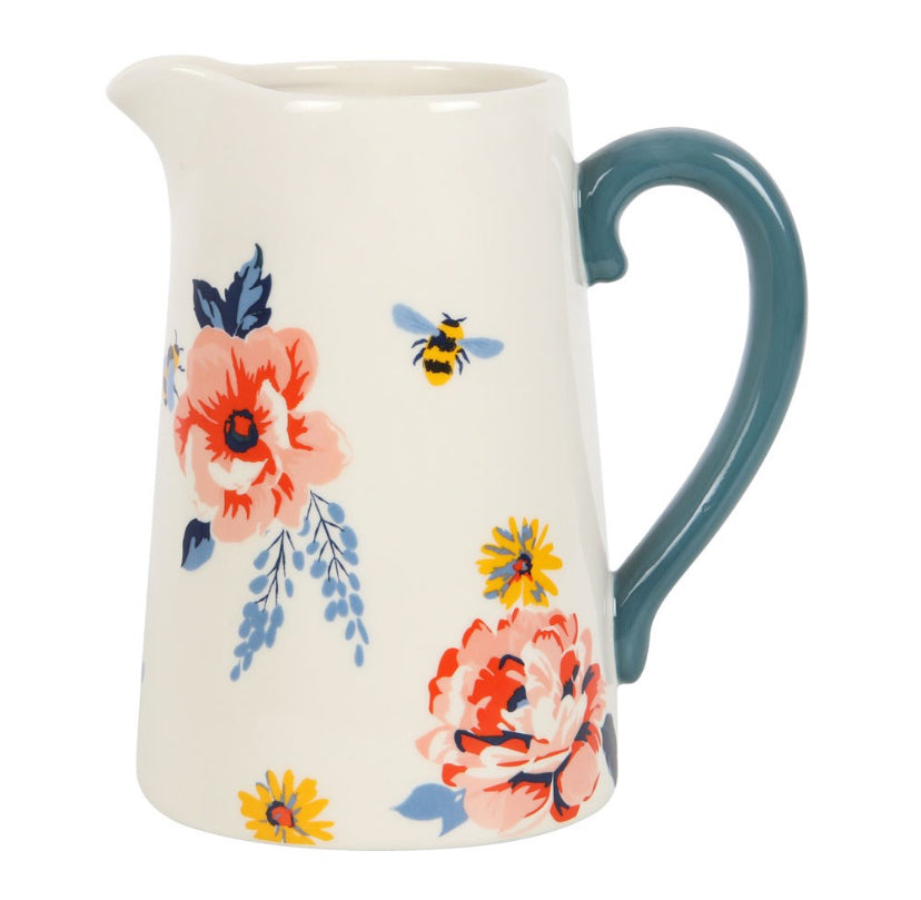 17cm Bee-utiful Floral Ceramic Flower Jug