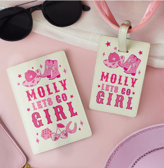 Personalised Cowgirl Luggage Tag & Passport Holder