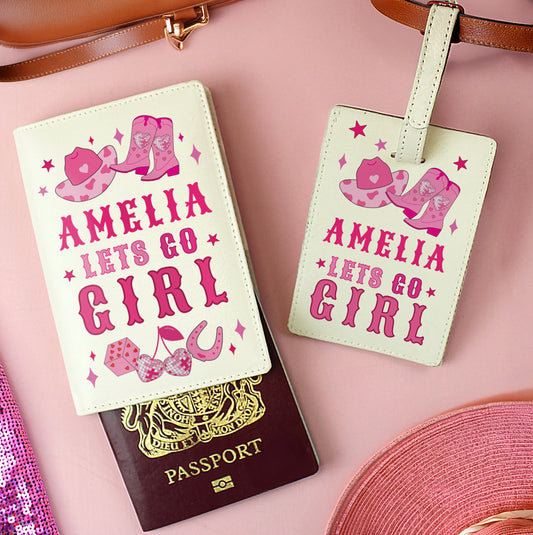 Personalised Cowgirl Luggage Tag & Passport Holder