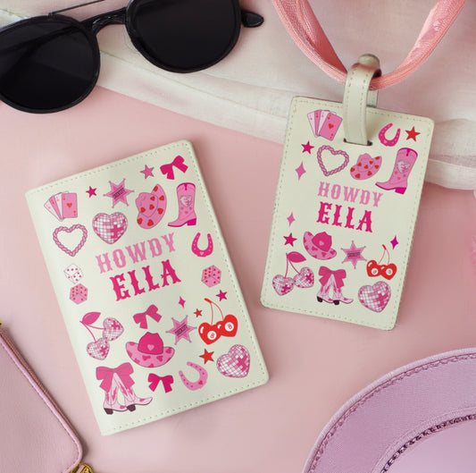Personalised Cowgirl Passport Holder & Luggage Tag