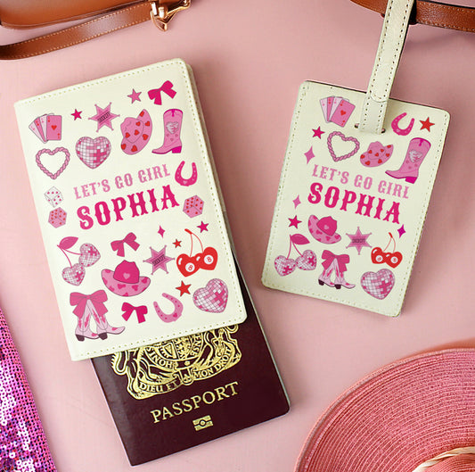 Personalised Cowgirl Passport Holder & Luggage Tag