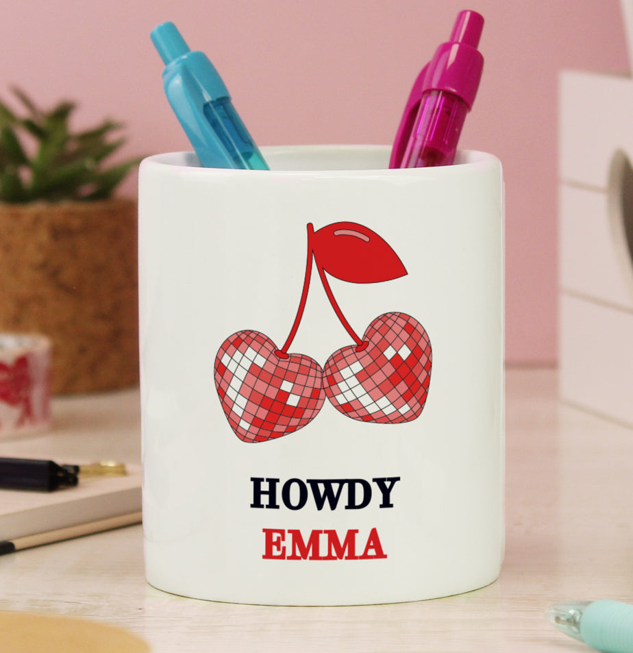 Personalised Cherry Make Up Brush Holder