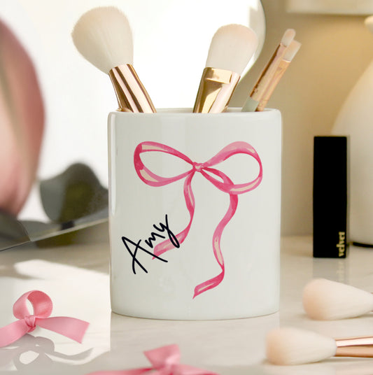 Personalised Bow Make Up Brush Holder