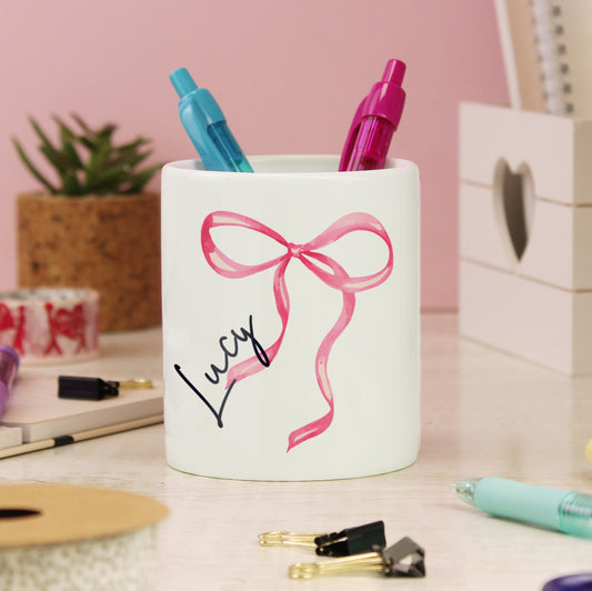 Personalised Bow Make Up Brush Holder