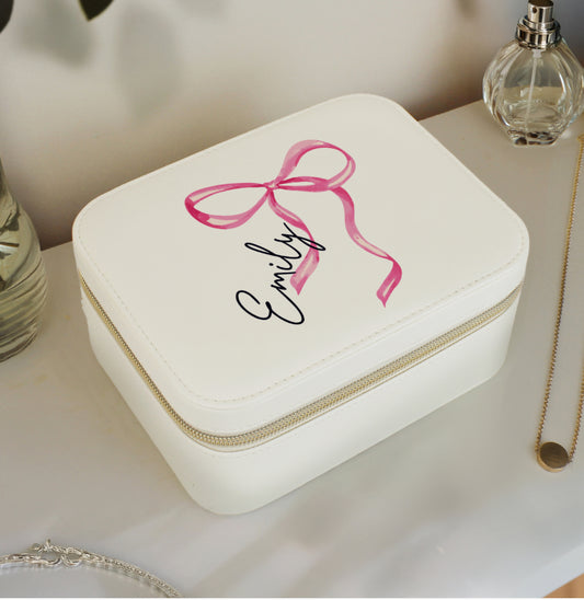 Personalised Bow Travel Jewellery Box