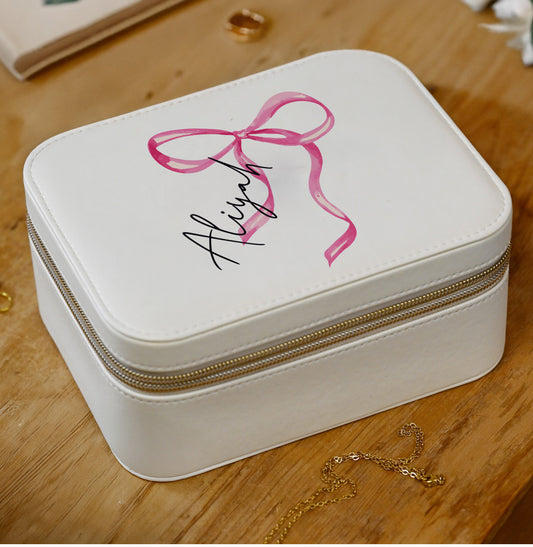 Personalised Bow Travel Jewellery Box