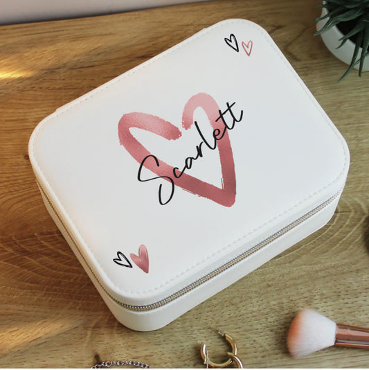 Personalised Heart Travel Jewellery Box