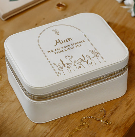 Personalised Floral Arch Travel Jewellery Box