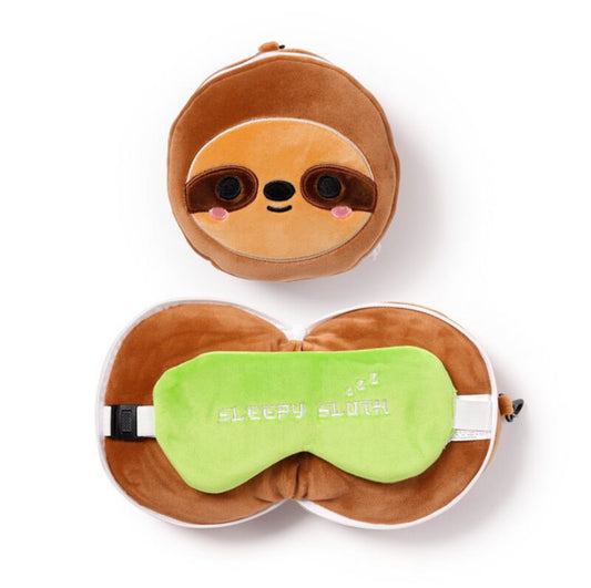 Relaxeazzz Travel Pillow & Eye Mask - Sloth