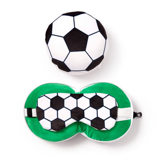 Relaxeazzz Travel Pillow & Eye Mask - Football