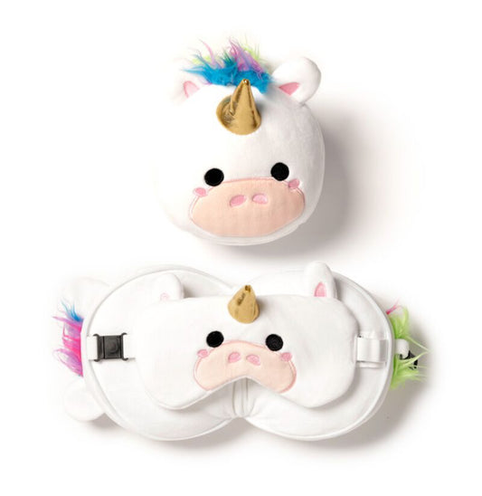 Relaxeazzz Travel Pillow & Eye Mask - Unicorn