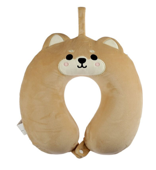 Relaxeazzz Plush Memory Foam Travel Pillow - Shiba Inu Dog