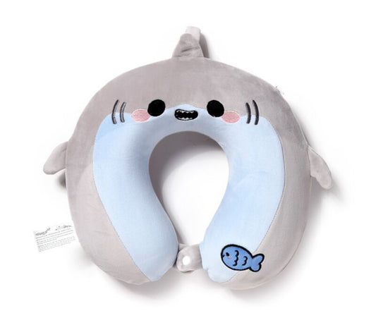 Relaxeazzz Plush Memory Foam Travel Pillow - Adoramals Archie the Shark
