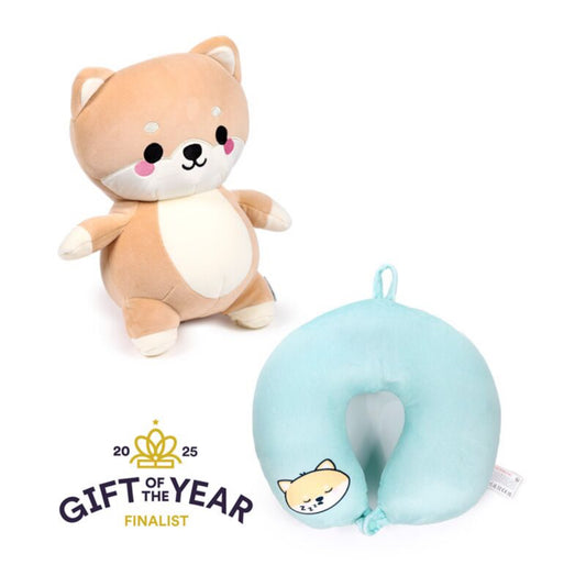 2-in-1 Swapseazzz Travel Pillow and Plush Toy - Adoramals Shuggs the Shiba Inu