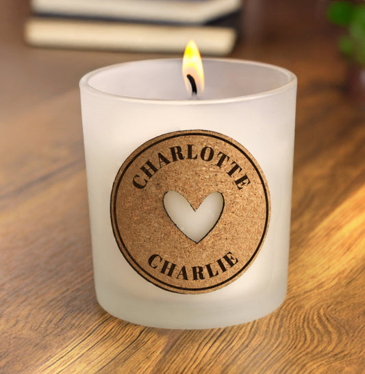 Personalised Heart Cork Label Candle Jar