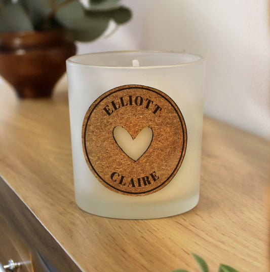 Personalised Heart Cork Label Candle Jar