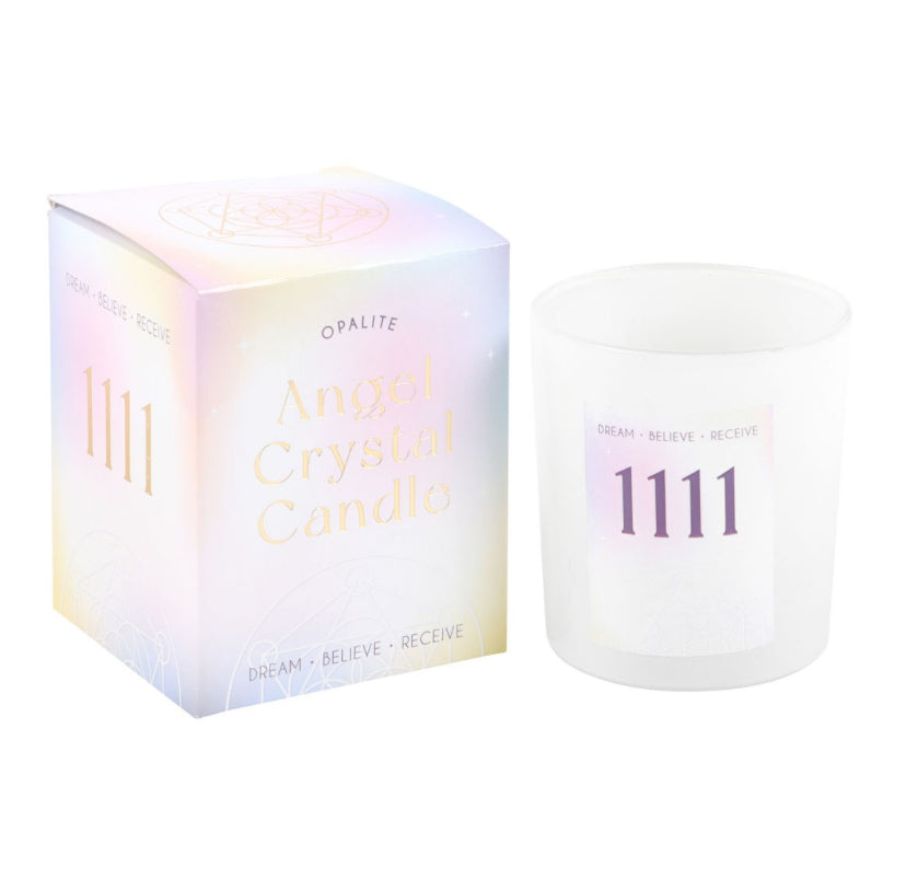 1111 Angel Number Crystal Chip Candle