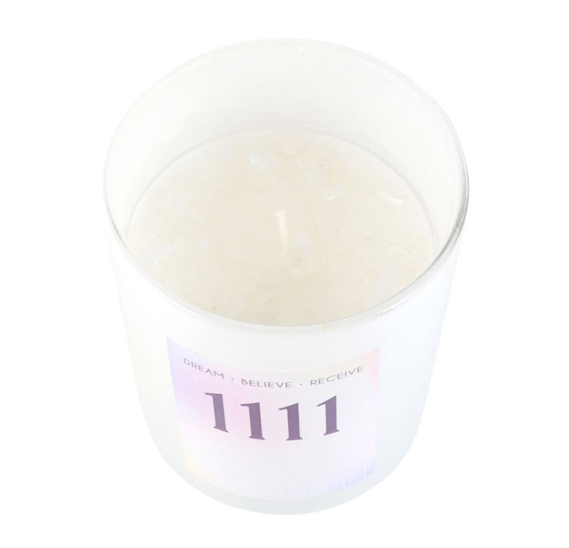 1111 Angel Number Crystal Chip Candle