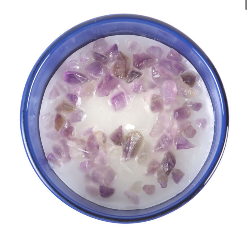 The Moon Amethyst Crystal Chip Candle