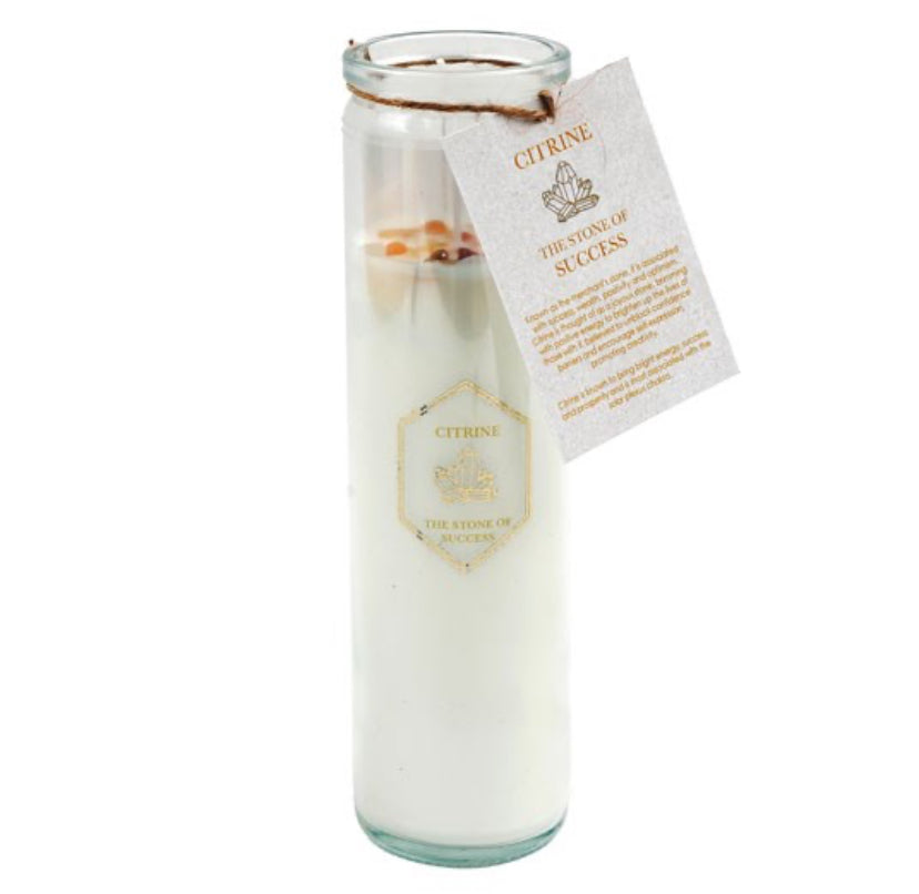 Summer Garden Tube Candle with Yellow Citrine Crystals