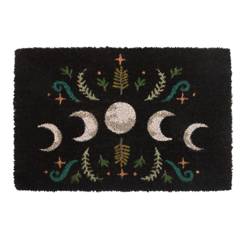 Black Dark Forest Moon Phase Doormat