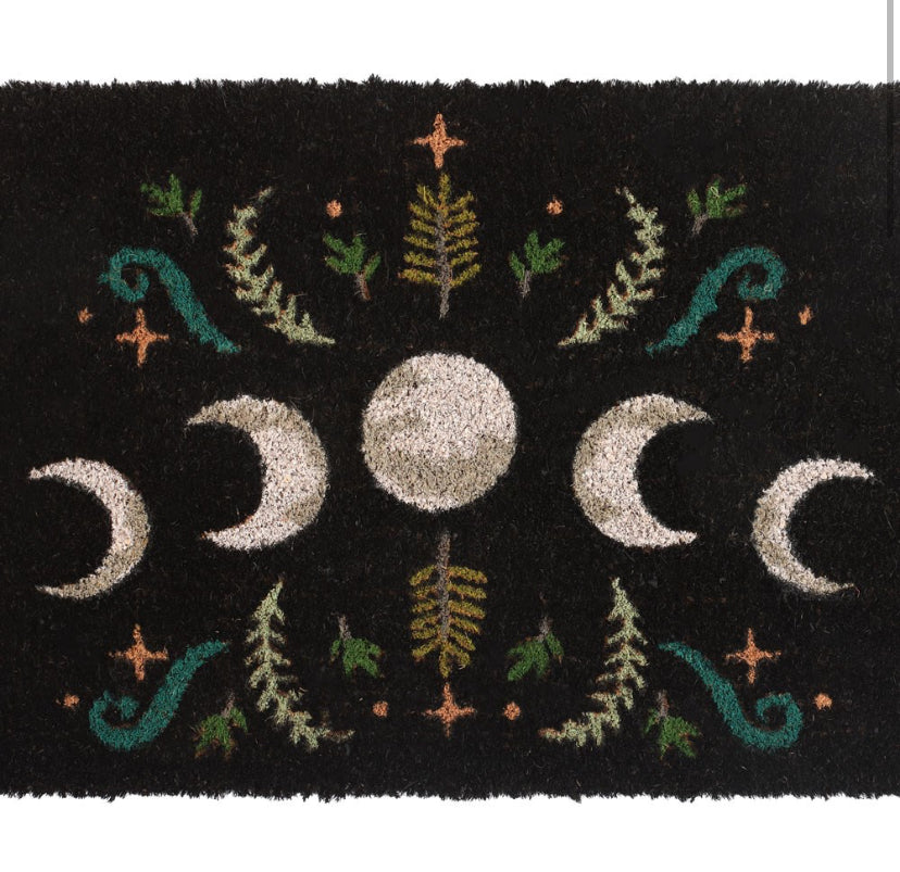 Black Dark Forest Moon Phase Doormat