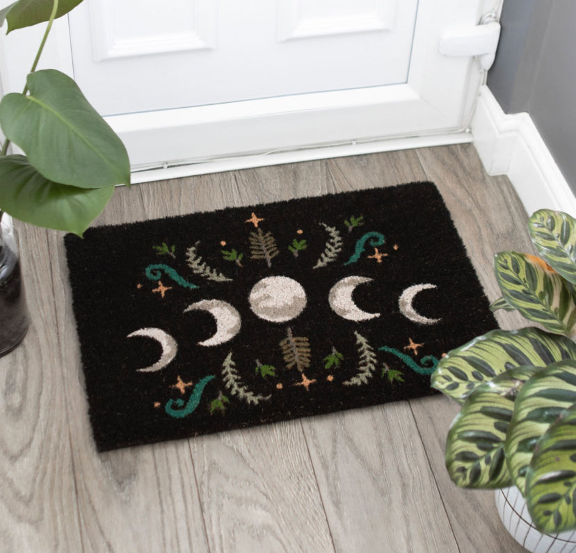 Black Dark Forest Moon Phase Doormat