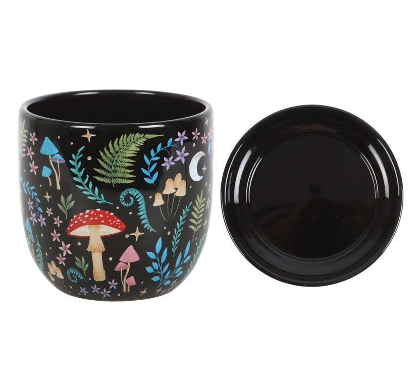 Dark Forest Print Ceramic Plant Pot with Saucer