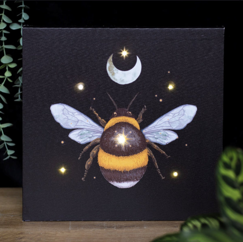 Forest Bee Light Up Canvas Plaque