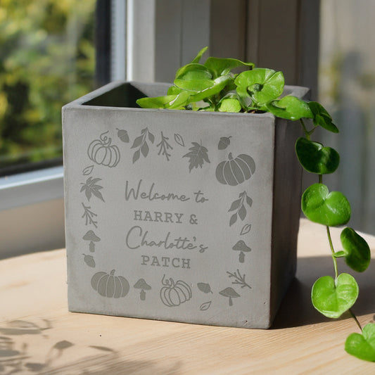 Personalised Pumpkin Concrete Plant Pot