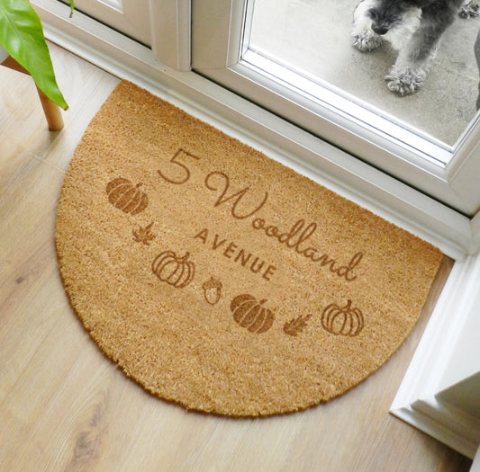 Personalised Pumpkin Half Moon Doormat