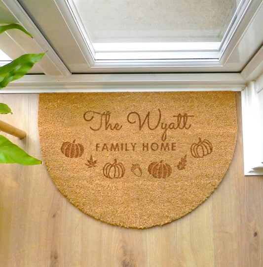 Personalised Pumpkin Half Moon Doormat