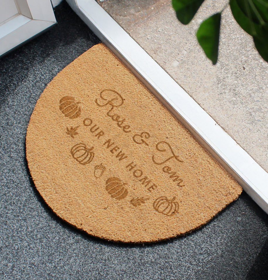 Personalised Pumpkin Half Moon Doormat