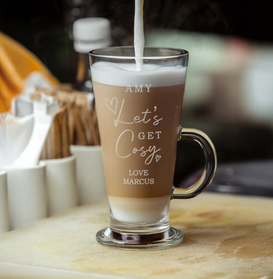 Personalised Get Cosy Latte Glass