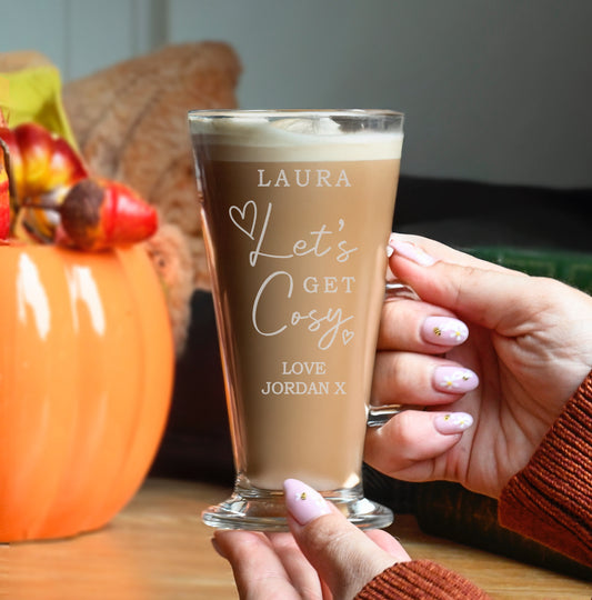 Personalised Get Cosy Latte Glass