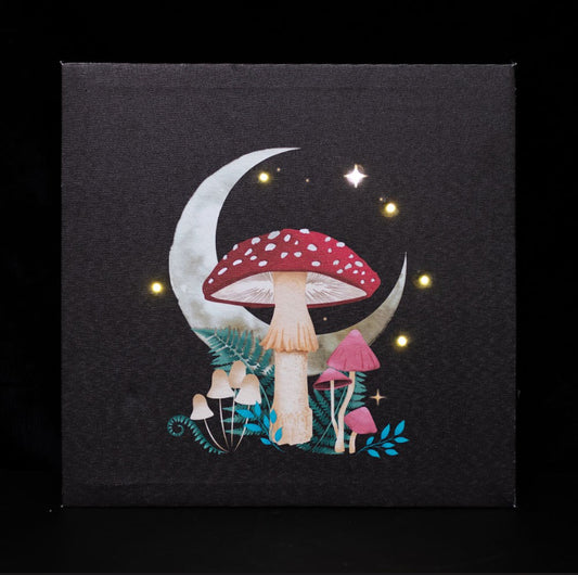 Forest Mushroom Light Up Canvas Plaque