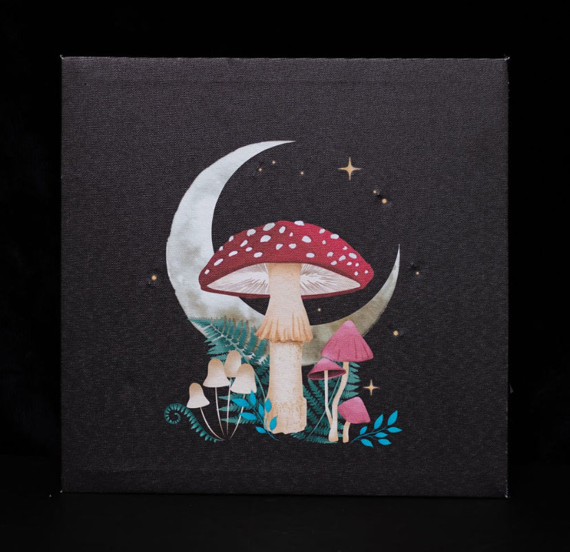 Forest Mushroom Light Up Canvas Plaque