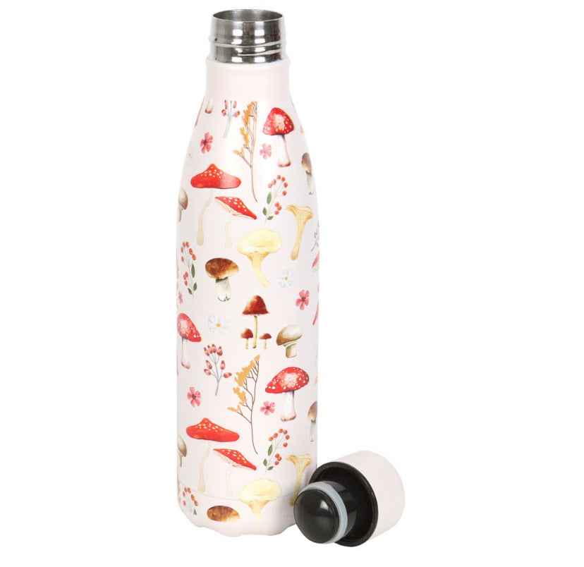 All Over Mushroom Print Metal Water Bottle