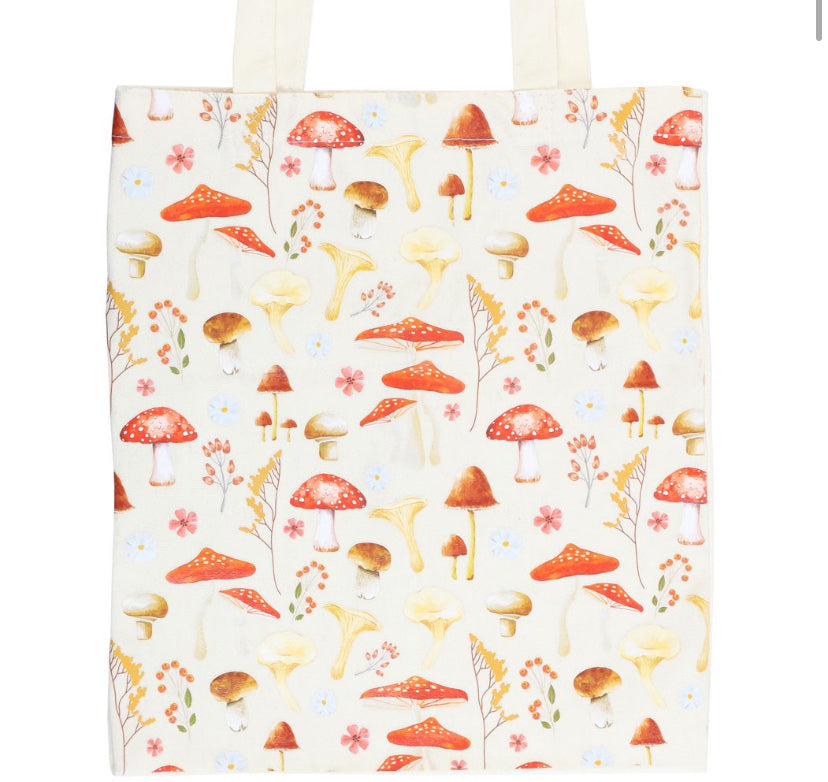 Mushroom Print Polycotton Tote Bag